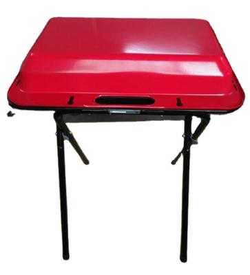 China 2021 Hot Sale Easily Assembled Red Cover Square Shape Outdoor Camping Legs BBQ X Type Grill for sale