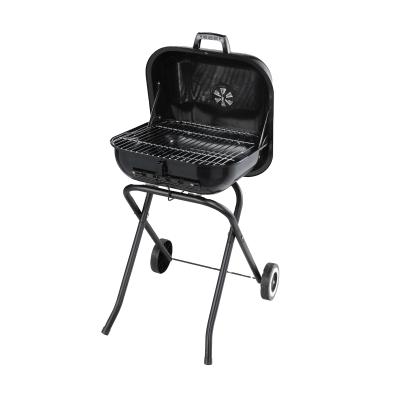 China Easily Assembled Outdoor Meat BBQ Cart Churrasuqeira Grill Charcoal Fuel Portable 18.5 Inch Square Burger Folding Charcoal BBQ Grill for sale