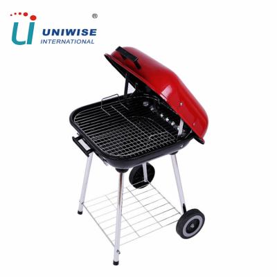 China Easily Assembled Square Burger Shape Portable Charcoal Smoker Picnic BBQ BBQ Grill for sale