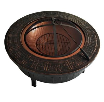 China Antique Style Stocked 32 Inch Metal Brazier Round Shape Fireplace Thickened Garden Fire Pit for sale