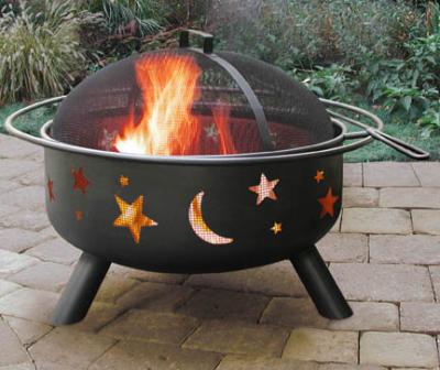 China Stocked Outdoor Fire Pit Steel Moon Star Decking Firepit Garden Patio Camping Bowl for sale