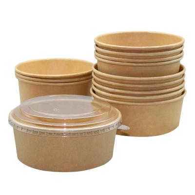 China Custom Printed Disposable Takeout Salad Bowl Stocked Food Container Multi-size Kraft Paper for sale