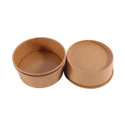 China Stocked Custom Food Container 1000ml 1200ml Paper Salad Bowl Takeout Bowl Packing With And Pet Lid for sale