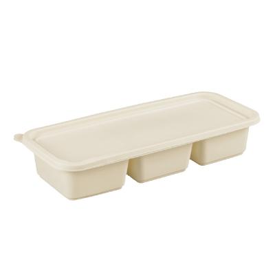 China Modern Wholesale Disposable Paper Pulp Cornstarch Lunch Tray With 3 Compartments for sale