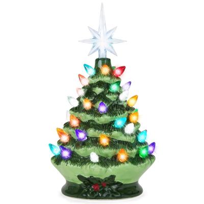 China 9.5in Ceramic Pre-Bed Hand Painted Tabletop Christmas Tree for sale