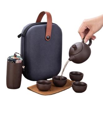 China Viable Portable Traditional Chinese Style Kungfu Porcelain Tea Set With Travel Bag for sale