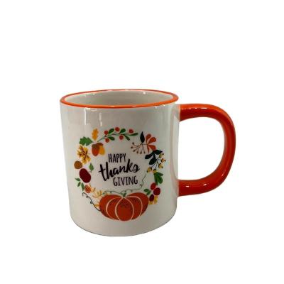 China Viable 350ml ceramic coffee mugs for thanksgiving decoration for sale