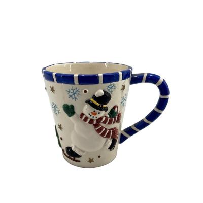 China 2022 Sustainable Christmas Decoration Snowman Ceramic Coffee Mug for sale