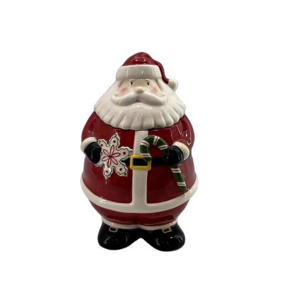 China Microwavable Christmas Santa Decorative Ceramic 2022 Cookie Jar for sale