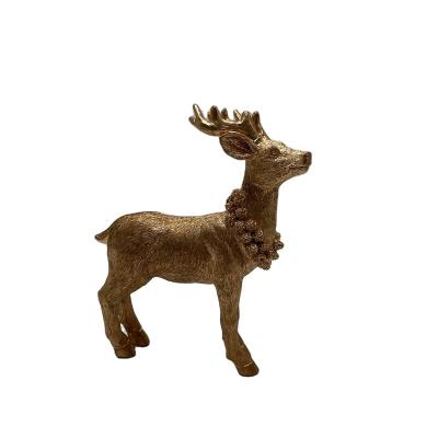 China Polyresin Gold Standing Reindeer With Garland For Christmas Decoration for sale