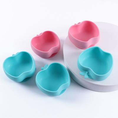 China Kids Children Love Silicone Bowl Food Grade Silicone Made To Prevent Breaking Adsorption Apple Silicone Bowl for sale