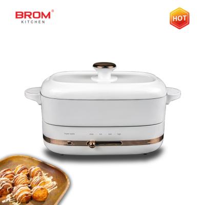 China Hot Sales Amazon Easily Cleaned Multi Function Grills BBQ Griddle Electric Cooker Pot Smokeless Indoor Non-Stick Hot Pot Barbecue Grill and Hotpot for sale