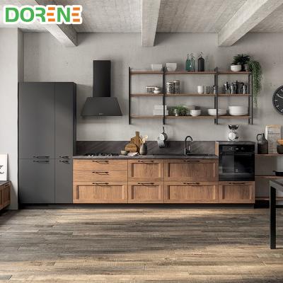 China 2021 Durable Dorene Hotel Flat Pack White Oak Kitchen Wall Cupboards High End Solid Wooden Bamboo Cupboards for sale