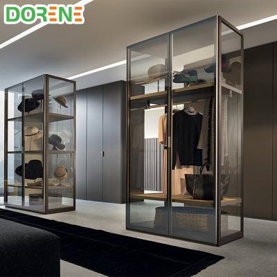 China 2021 Dorene Newest Design Adjustable Fashionable Bedroom (Height) Glass Wardrobe for sale