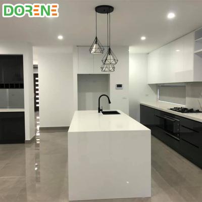 China Custom Made Modern Durable Metal Lattice Canac Dorene High Gloss Clear Lattice Kitchen Pantry Wall Cabinets Waterproof Wood Cupboard for sale