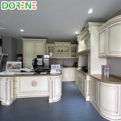 China 2021 Durable Dorene White American Style Custom Solid Wood Kitchen Shaker Cabinet Design for sale