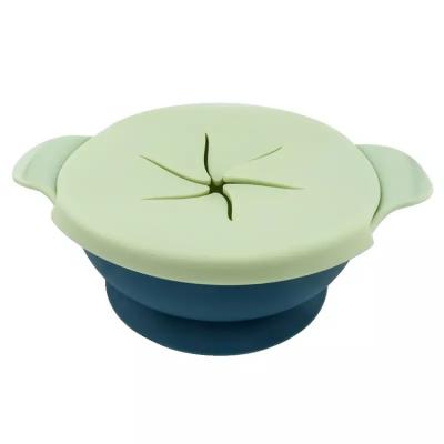 China Baby Drinking Feeding Training Non Spill Organic Silicone Baby Feeding Bowl Baby Feeding Bowl With Lid for sale