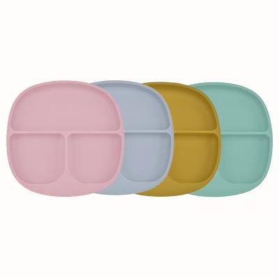 China Baby Feeding Eating Eco Friendly Baby Training Plates Suction Dish Baby Silicone Plates For Baby Color Box In The 100% Stock Food Grades; BPA Free Support 3 PCS for sale