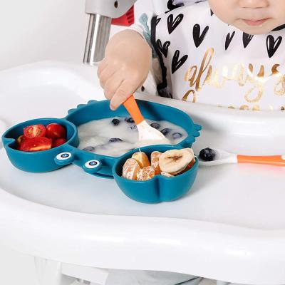 China Baby Training Feeding Consumption BPA Free Suction Silicona Dish Cute Crab Shape For Child Divided Dish Baby Toddler Dish Eco-friendly for sale