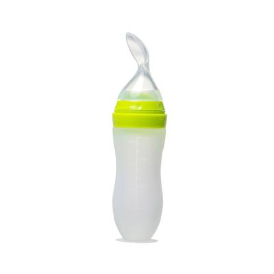 China Wholesale BPA Free Silicone Food Grade Silicone Baby Squeeze Bottle Feeder Baby Feeder Spoon for sale