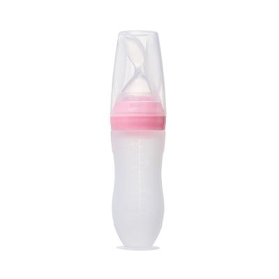 China BPA Free Wholesale Spoon Feeder Silicone Bottle Feeding Baby Feeder Bottle With Spoon Feeder for sale