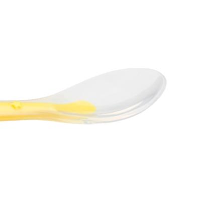 China Baby Spoon BPA Free Silicone Baby First Stage Spoon Color Handle Feeding Spoon for sale