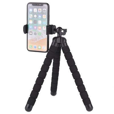 China Portable and Flexible Sponge Legs Holder PORTABLE Adjustable Tripod Cell Phone Holder Stand with 360 Degree Rotating Ball Head for sale