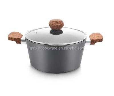 China Sustainable Marble Stone Cookware Kitchen Use Cookware Set Casserole With Lid for sale