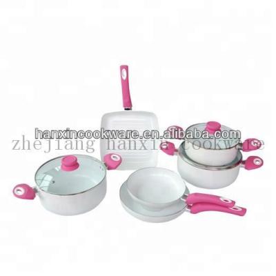 China Sustainable 9pcs non stick cookware set ceramic coating fry pan / aluminum cookware for sale