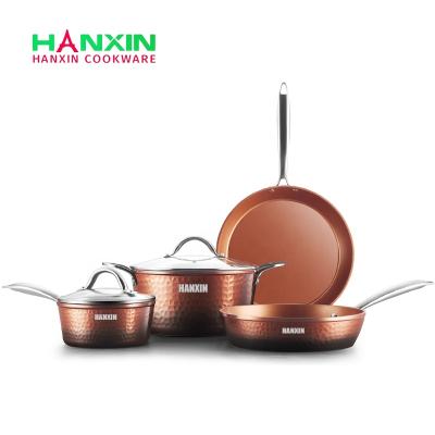 China Viable Hammered Aluminum Cookware Set for sale