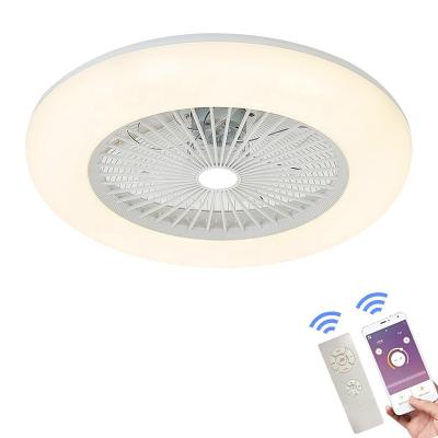 China Three-Color Dimming Remote Control Low Profile Stepless Dimming Closed Ceiling Fan Light With Invisible Blade Incorporated for sale