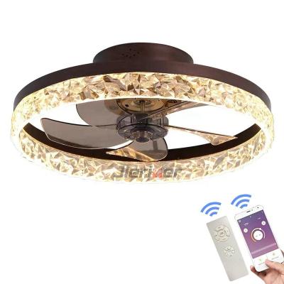 China Three-Color Dimming Living Room Decoration Ceiling Fan Lighting Crystal Ceiling Fan Light for sale