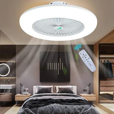 China Three-color dimming ceiling fan enclosed with light Dimmable LED light and low profile ceiling fan for sale