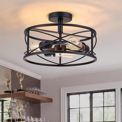 China Industrial Vintage Metal Cage Ceiling Lamp for Dining Room and Living Room Office for sale