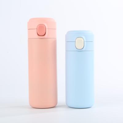 China 300ml 400ml PORTABLE Wide Mouth Flip Lid Pink Water Bottle, Thermos Stainless Steel Water Bottle for sale