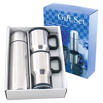 China Sustainable Double Wall Insulated Vacuum Stainless Steel Water Bottle Gift Set for sale