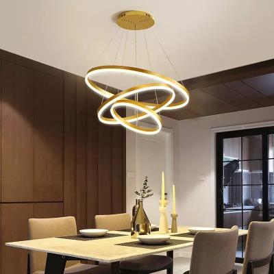 China Modern Modern Hotel Living Room For Restaurant Lamps Round Circle Ring Nordic Ceiling Luxury Decorative Led Pendant Light Chandelier for sale