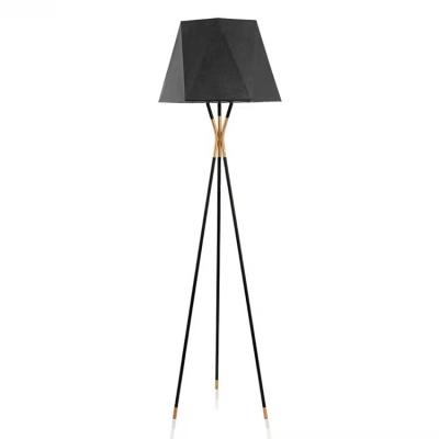 China Lighting Functions Sofa Side Tripod Metal Black Brass Iron Led Floor Standing Light For Bedroom Dining Room for sale