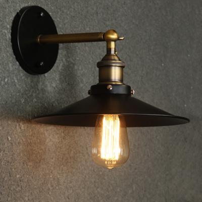 China Hot Selling New Design Wall Decoration Lamp Black Metal Lamp Shade Industrial Antique Home Indoor Sconce E27 for sale