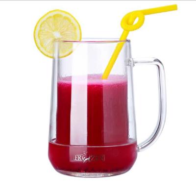 China Food Grade Ware Safe Drinking Water Mug With Handle Double Wall Glass Mug for sale