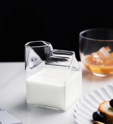 China Farm Factory Direct Sale Square Milk Glass Mlk Box Cup Milk Box Cup Crystal Glass Cup for sale