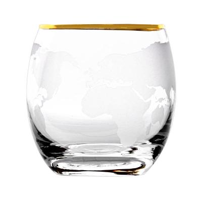 China Creative Round Map Whiskey Crystal Glass World Cup for sale