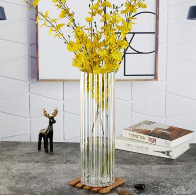 China Living room eco-friendly simple creative beaded decoration color small transparent glass vase for sale