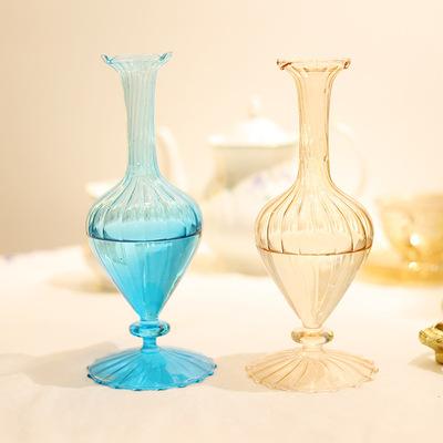 China Handmade Blue Cheap Colored Glass Vase Supply Flower Vases Eco-friendly Vintage Small Glass Vases for sale