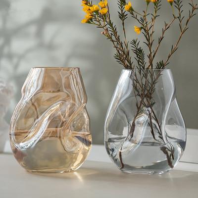 China Modern Simple Irregular Colorful Creative Glass Vase Eco-friendly Mini Flower Vases Greenhouse For Home Decorative for sale