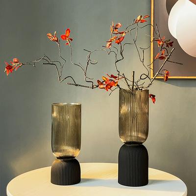 China Cheap Champagne Colored Vases Tall Glass New Decoration High Quality Eco-Friendly Design Vase For Flower Arrangements for sale