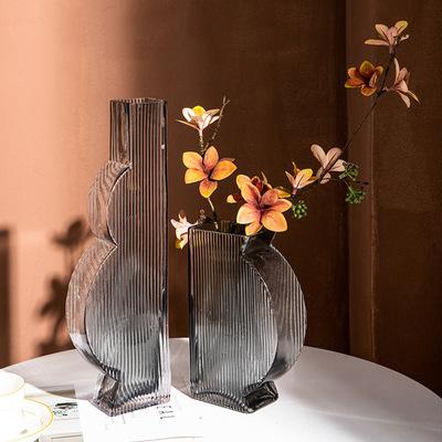 China Eco-friendly New Item Decoration Creative Flower Arrangement Gray Brown Stained Glass Geometric Vase For Home Living Room for sale