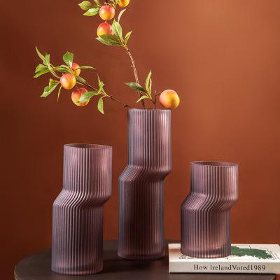 China Eco-friendly Modern Nordic Creative Glass Art Decoration Glass Bottle Purple Vase For Festival Wedding Home for sale