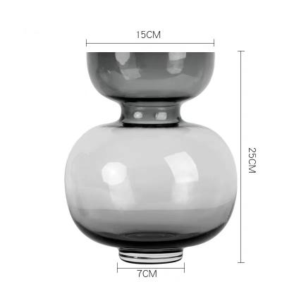 China Traditional Modern Glass Vase Gourd Shape Clear Glass Flower Vase For Home Decoration Dining Vase Glass for sale