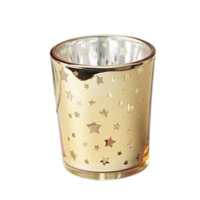 China Hot Selling Eco-friendly Star Glass Gold Plated Christmas Candle Holder Home Decor 12 Pieces Set for sale